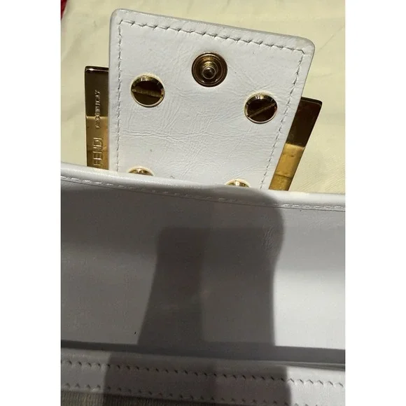 Authentic Fendi FF Logo Continental Wallet White Leather Canvas w/ Dust Bag Gold - Picture 6 of 13